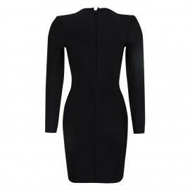 Black Long Sleeve Criss Cross Hollow Out Cutout out Sequin Women Dress Sexy Bandage Women Clothing
