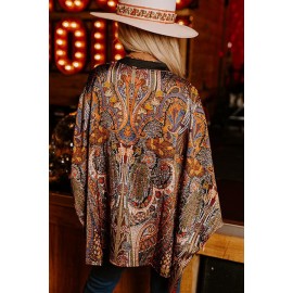 Autumn Winter Retro Printed Loose Street Tops Shirt for Women