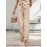 Summer Women Solid Color Pleated Tapered Casual Pants
