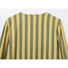 Women Clothing Spring Striped Casual Shirt Top