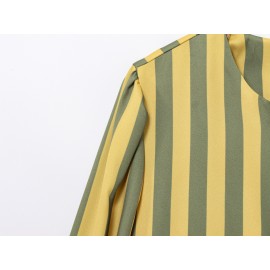 Women Clothing Spring Striped Casual Shirt Top