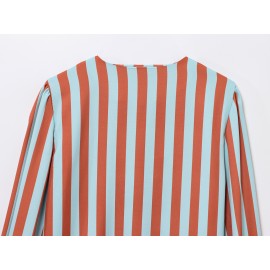 Women Clothing Spring Striped Casual Shirt Top