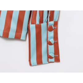 Women Clothing Spring Striped Casual Shirt Top