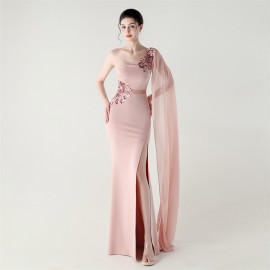Tulle Shawl Three Dimensional Bead Tube Embroidery Craft One Shoulder Slim Slimming Social Celebration