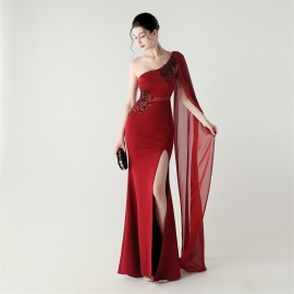 Tulle Shawl Three Dimensional Bead Tube Embroidery Craft One Shoulder Slim Slimming Social Celebration