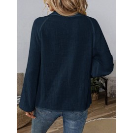 Women Spring V neck Embroidery Cotton Blouses