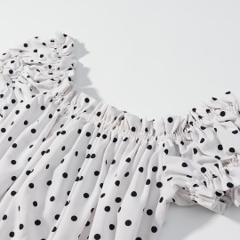Short Top Printed Sexy Polka Dot Autumn Sexy Women off Shoulder