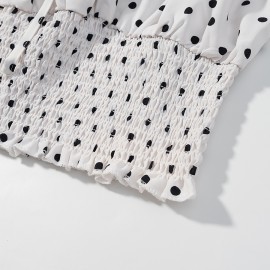 Short Top Printed Sexy Polka Dot Autumn Sexy Women off Shoulder