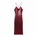 Hot Selling Women Summer High End Sequin Design Suspender Dress