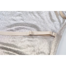 Spring Women Clothing Halter Swing Collar Sexy Backless Bronzing Slim Dress