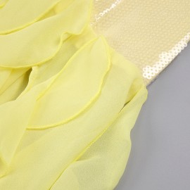 French Tight Waist Yellow Tube Top Dress Holiday Backless Summer Ruffles Women Clothing Tight Waist
