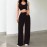 Loose High Waist Black Draping Spring Autumn Work Pant Business Straight Leg Casual High Grade Ladies Work Pant