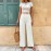 White Trousers for Women Patchwork Lace Cutout Loose Wide Leg Casual Pants