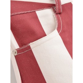 Women Clothing Summer Retro Casual Loose Striped Tapered Jeans