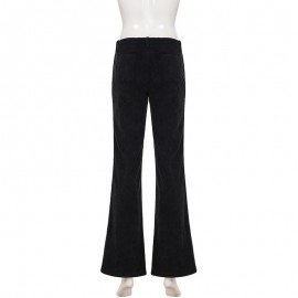 Street Rhinestone Floral Starry Sky Printed Trousers Women Casual All Match Sexy Woven Bootcut Trousers