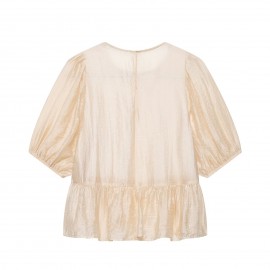 Women Clothing Summer Hollow Out Cutout Crochet Stitching Design Chic Short Sleeve Top