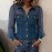 Women Spring Summer Autumn V neck Lace Long Sleeve Top