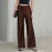 Women Clothing Drawstring Satin Trousers High Waist Solid Color Wide Leg Pants