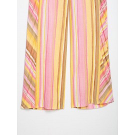 Spring Women Clothing Casual Loose Striped Wide Leg Pants