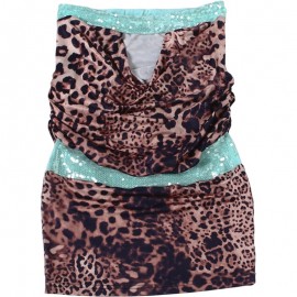 Summer Women Sequined Sexy Leopard Print Hollow Out Cutout out Tube Top Dress
