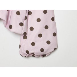 Women Clothing French Polka Dot Sleeve Top Back Bow Design Blouses