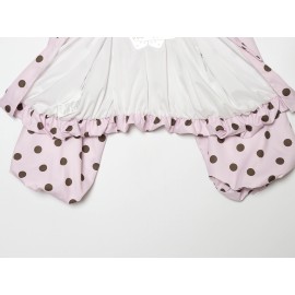 Women Clothing French Polka Dot Sleeve Top Back Bow Design Blouses