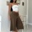 Retro Casual Pocket Maillard Low Waist Straight Short Pants Street Lazy Drooping Wide Leg Pants