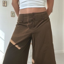Retro Casual Pocket Maillard Low Waist Straight Short Pants Street Lazy Drooping Wide Leg Pants