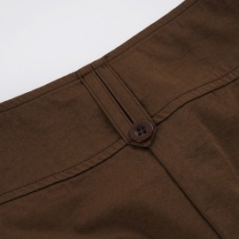 Retro Casual Pocket Maillard Low Waist Straight Short Pants Street Lazy Drooping Wide Leg Pants