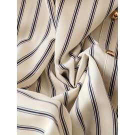 French round Neck Striped Top Women Summer Loose All Matching Lazy Striped Shirt