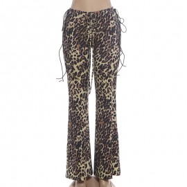 Summer Women Clothing Sexy Low Waist Leopard Print Slim Fit Wide Leg Pants for Women