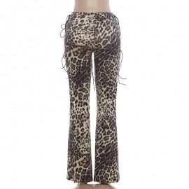 Summer Women Clothing Sexy Low Waist Leopard Print Slim Fit Wide Leg Pants for Women