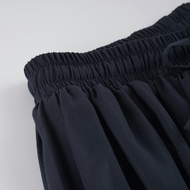 College Simple Loose Bud Shaped Pants Elastic Waist Drawstring All Match Middle Pants Retro Street Casual Pants Women