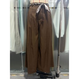 Retro Affordable Luxury Design Loose Slimming Casual Pants High End High Waist A line Small Wide Leg Pants
