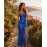 Women Clothing Sexy Slit Ruffled Spaghetti Straps Maxi Dress Sequined Slim Dress Elegant Evening Dress