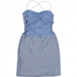 Summer Women Sexy Backless Cross Strap Sheath Dress