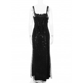 Women Clothing Dress Sequin Sling Evening Dress Dinner Sexy Dress Slim Fit Backless Maxi Dress