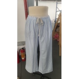Summer Women All Matching Striped Loose Casual Elastic Waist Draping Effect Straight Mopping Pants