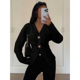 Fall Women Clothing Top Pullover Square Collar Puff Sleeve Waist Tight Sweet Elegance Shirt