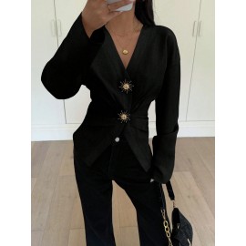 Fall Women Clothing Top Pullover Square Collar Puff Sleeve Waist Tight Sweet Elegance Shirt