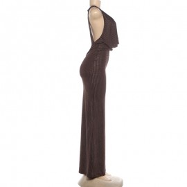 Summer Women Sexy Big Backless Dress Shiny Surface Sexy Swing Collar Sheath Dress