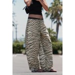 Women Clothing Animal Pattern Printing Wide Leg Laced Pants