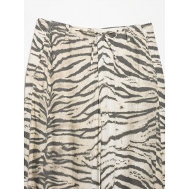 Women Clothing Animal Pattern Printing Wide Leg Laced Pants