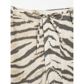 Women Clothing Animal Pattern Printing Wide Leg Laced Pants