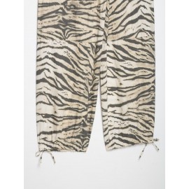 Women Clothing Animal Pattern Printing Wide Leg Laced Pants