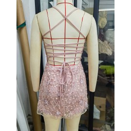 Women Clothing Sexy Backless Sequ Dress Beach Birthday Petite Dress