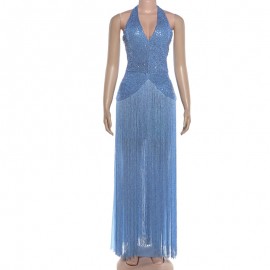 Summer Women Elegant Sexy Sequined Tassel Design Dress