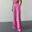 Linen Embellished Work Pant Spring Summer High Waist Pleated Slimming Wide Leg Office Casual Trousers