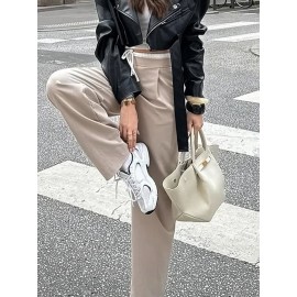 Casual Office Faux Two Pieces Contrast Color Drawstring Bottoms Women Clothing Summer