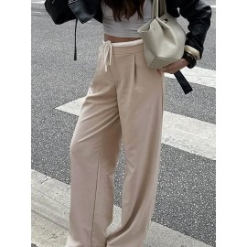 Casual Office Faux Two Pieces Contrast Color Drawstring Bottoms Women Clothing Summer